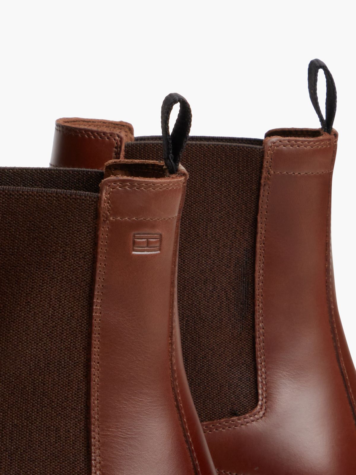 Leather Embossed Cleat Chelsea Boots — Brown