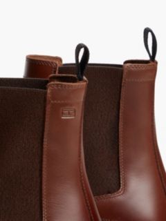 Leather Embossed Cleat Chelsea Boots — Brown 6