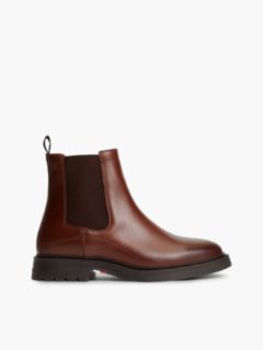 Leather Embossed Cleat Chelsea Boots — Brown 1