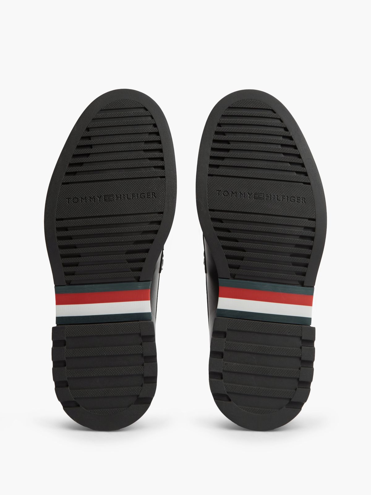 Leather Textured Penny Loafers — Black