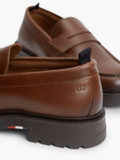 Leather Textured Penny Loafers — Brown 6
