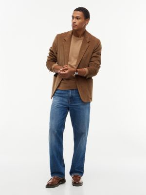 brown leather textured penny loafers for men tommy hilfiger