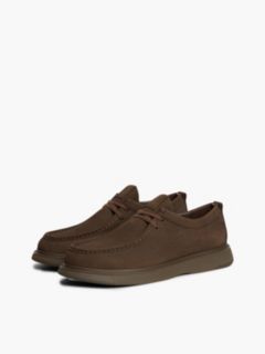 Leather Lace-Up Moc Toe Loafers — Brown 2
