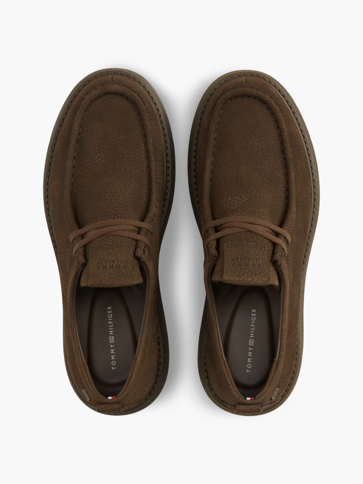 Leather Lace-Up Moc Toe Loafers — Brown