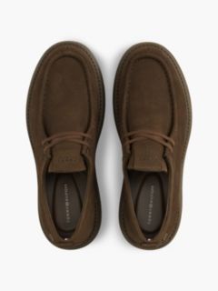 Leather Lace-Up Moc Toe Loafers — Brown 3