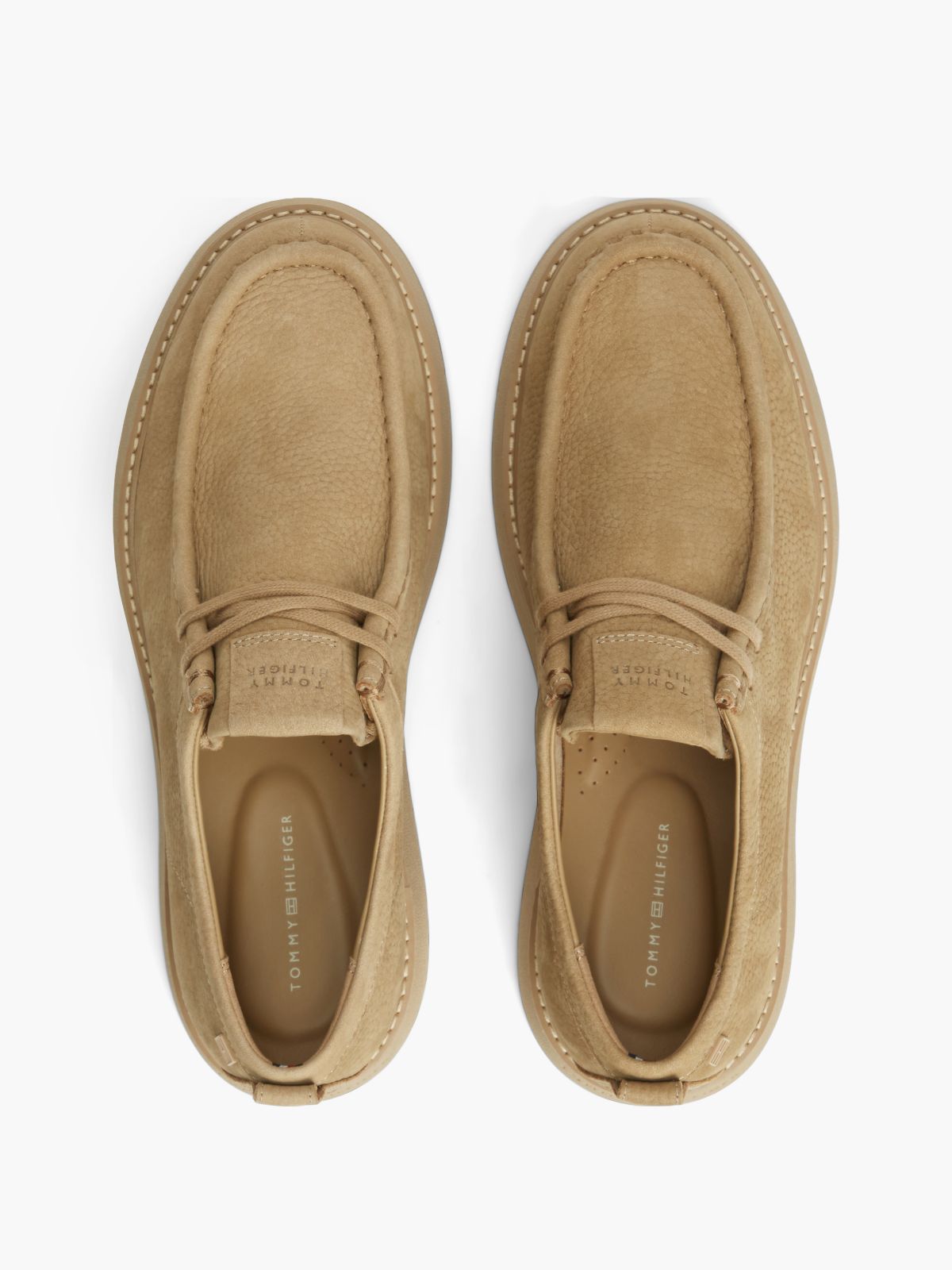 Leather Lace-Up Moc Toe Loafers — Khaki