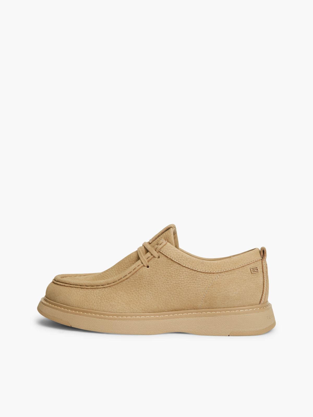 Leather Lace-Up Moc Toe Loafers — Khaki