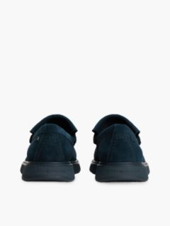 Suede Fringe Penny Loafers — Blue 4