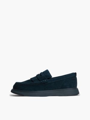 blau penny loafer aus veloursleder mit fransen für herren - tommy hilfiger