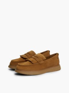 Suede Fringe Penny Loafers — Brown 2