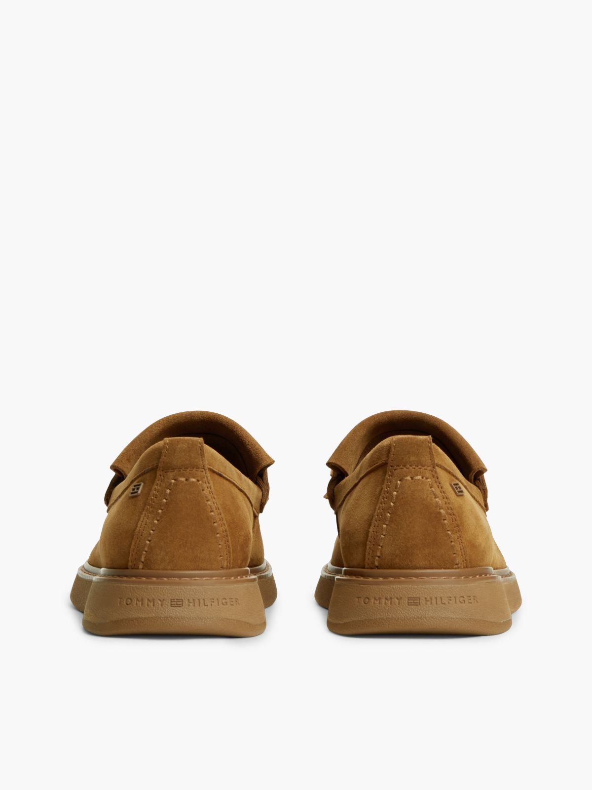Suede Fringe Penny Loafers — Brown