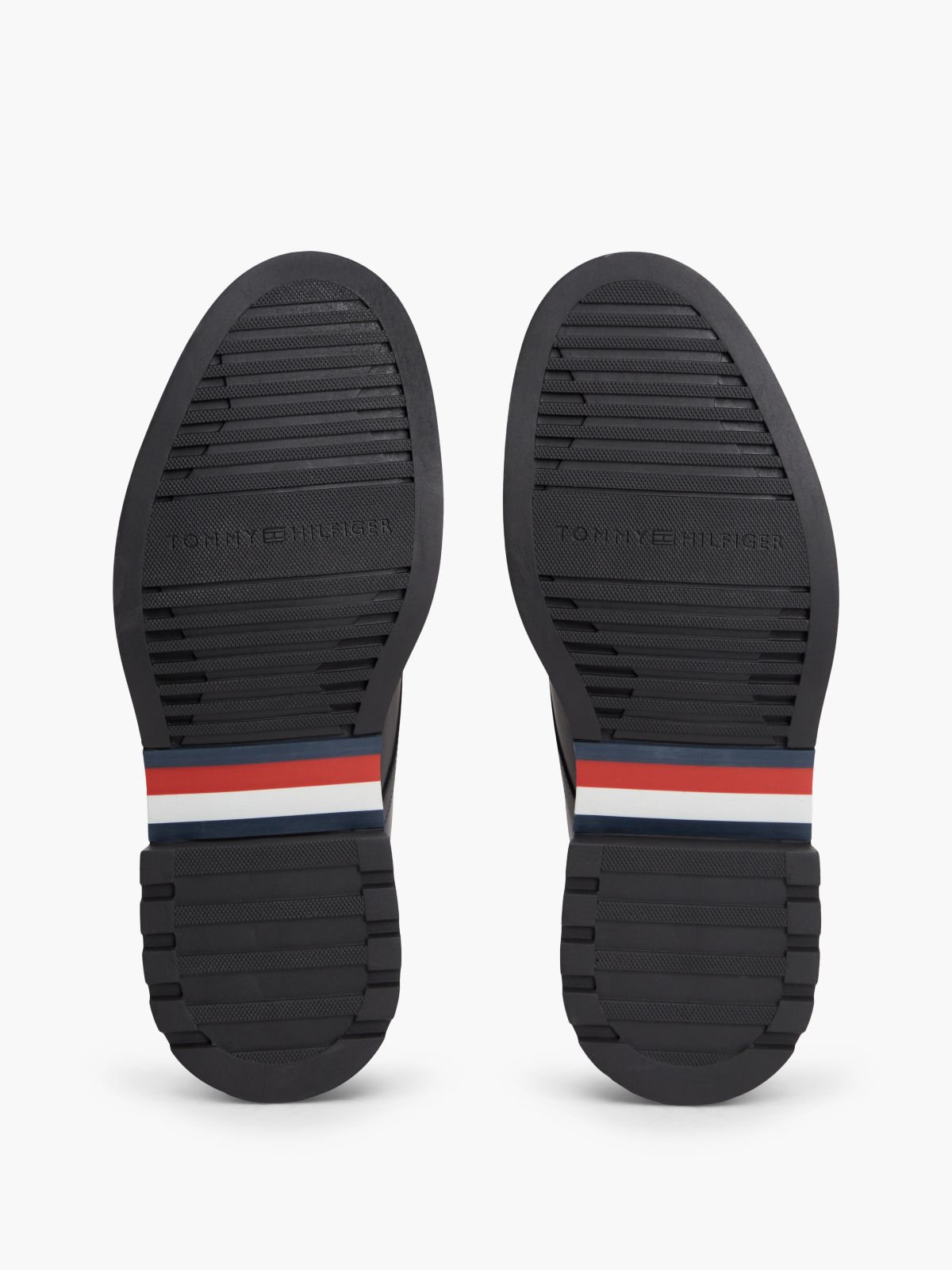 Leather Debossed Flag Derby Shoes — Black