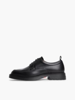 Leather Debossed Flag Derby Shoes — Black 7