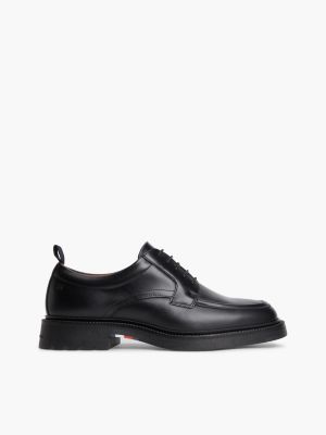 black leather debossed flag derby shoes for men tommy hilfiger