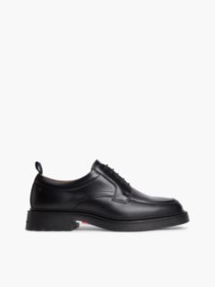 Leather Debossed Flag Derby Shoes — Black 1