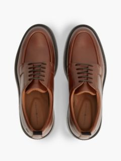 Leather Debossed Flag Derby Shoes — Brown 3
