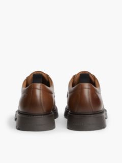 Leather Debossed Flag Derby Shoes — Brown 4