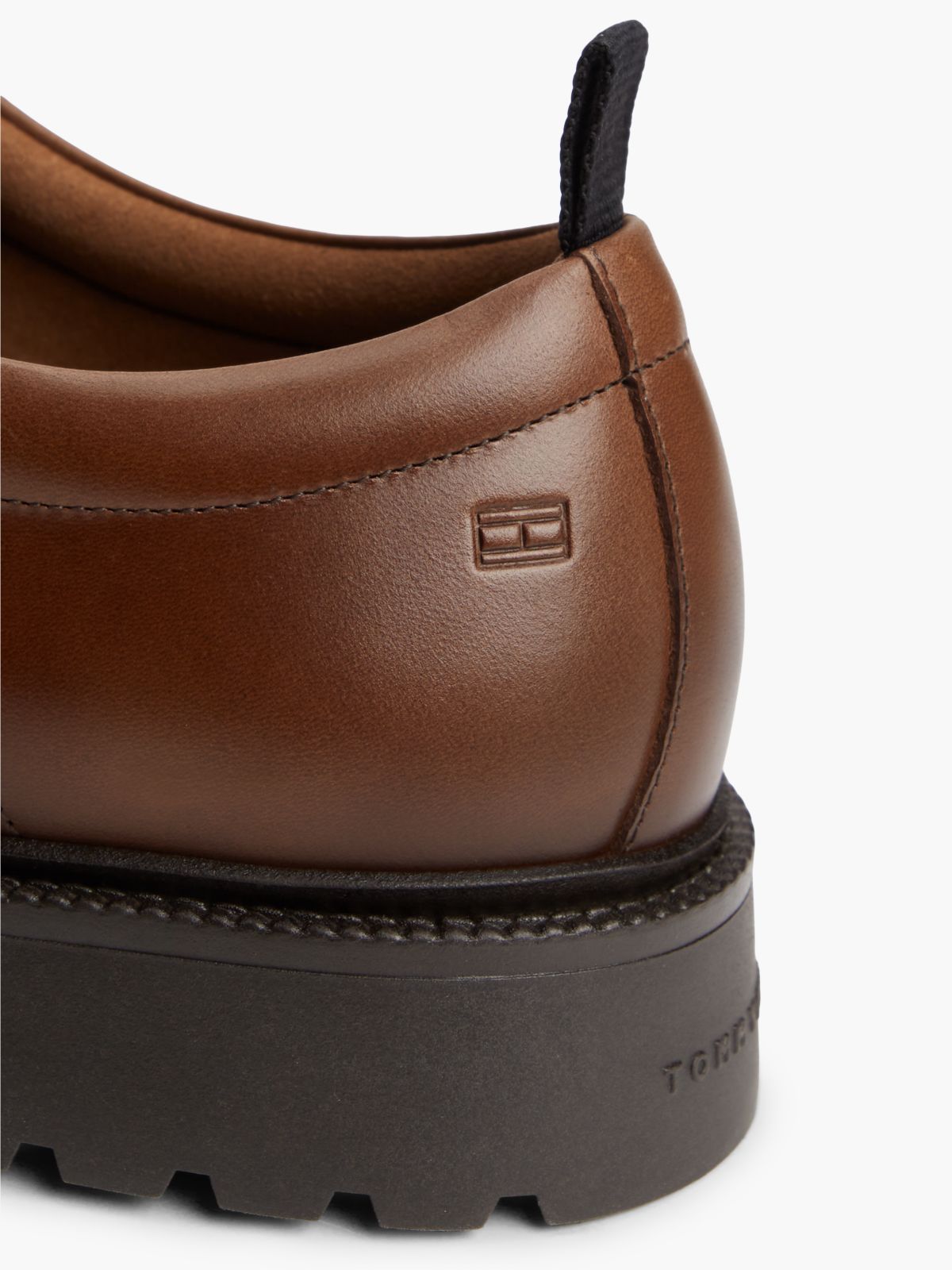 Leather Debossed Flag Derby Shoes — Brown
