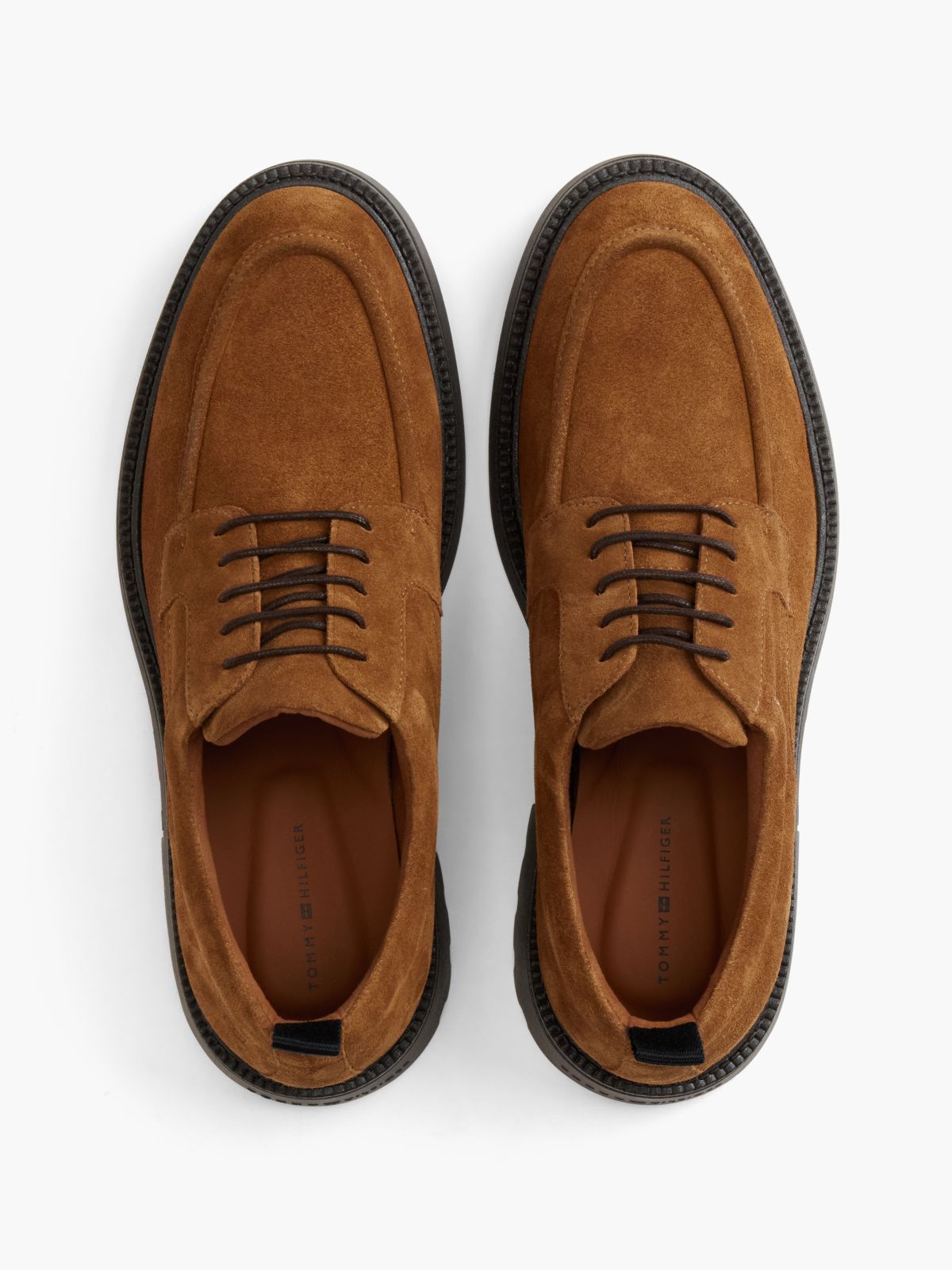 Suede Lace-Up Derby Shoes — Brown