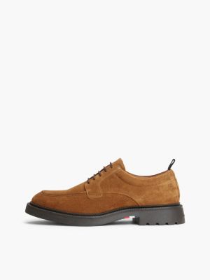 derbies à lacets en daim marron pour hommes tommy hilfiger