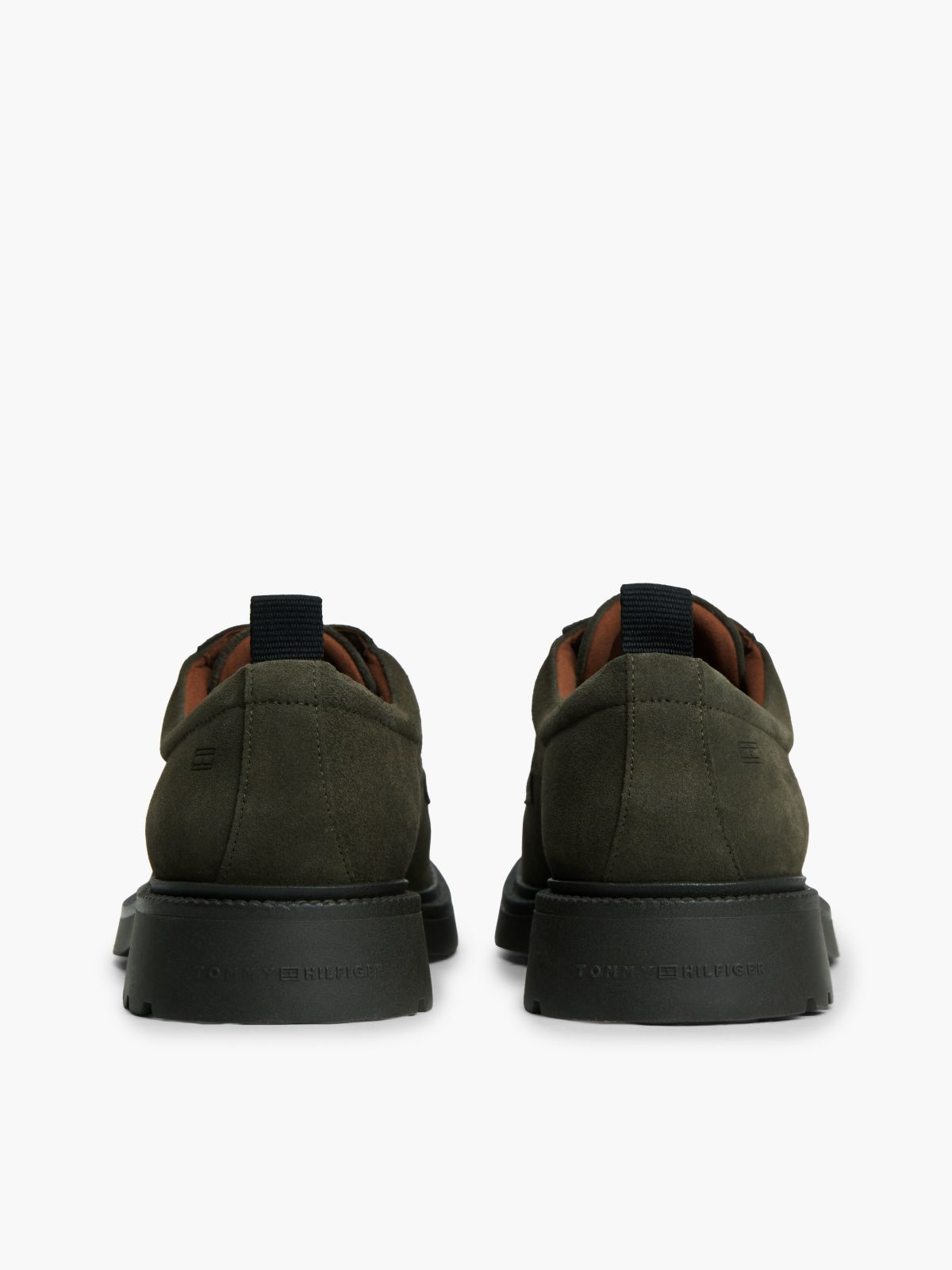 Suede Lace-Up Derby Shoes — Khaki