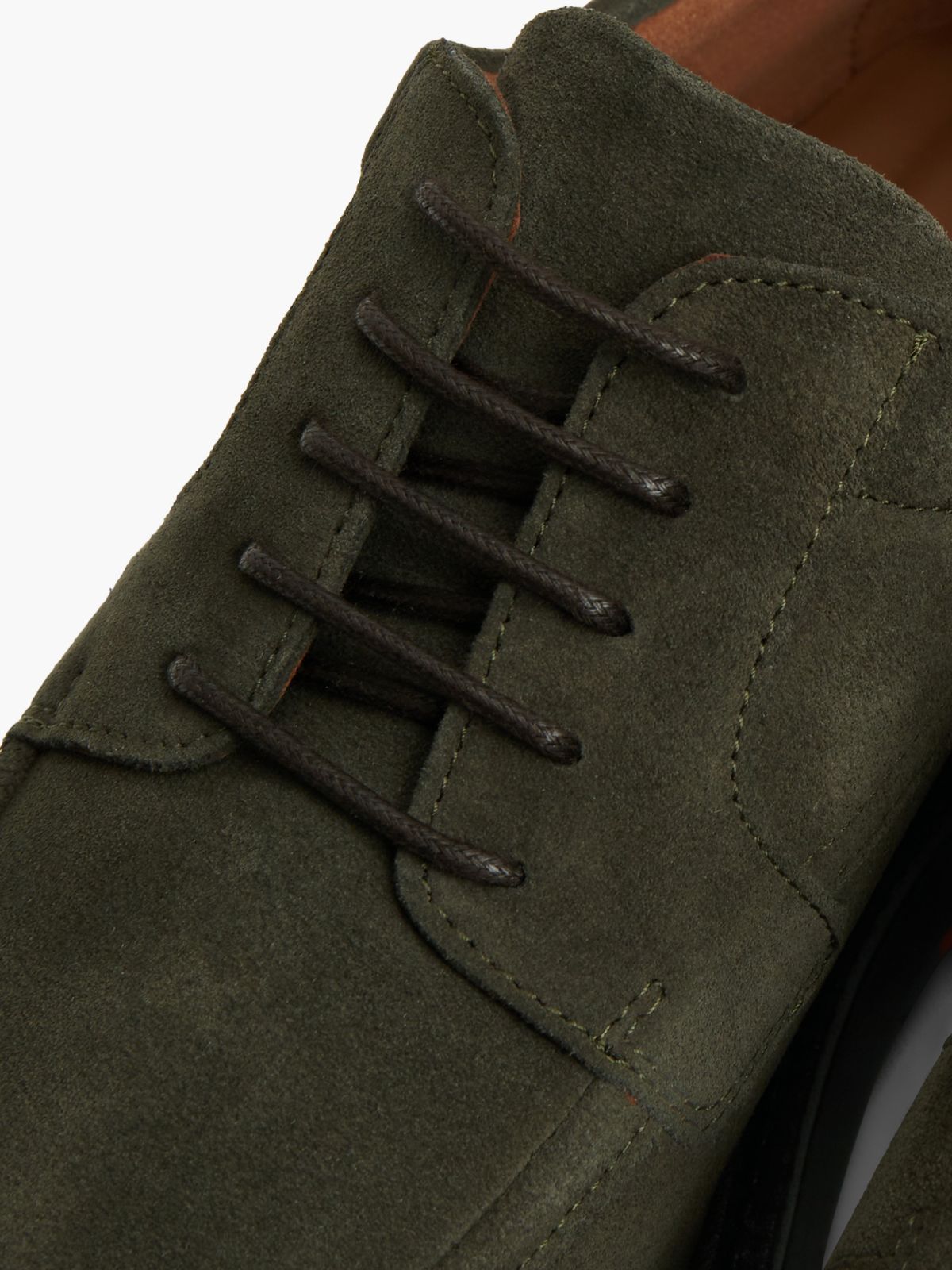 Suede Lace-Up Derby Shoes — Khaki