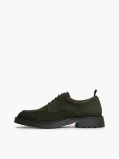 Suede Lace-Up Derby Shoes — Khaki 7