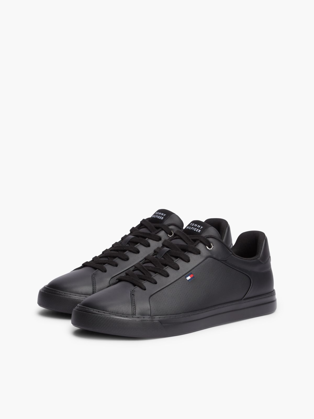Leather Lightweight Court Trainers — Black