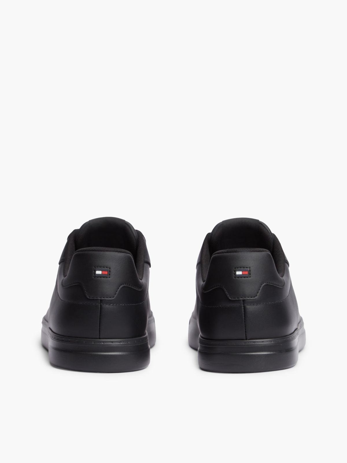Leather Lightweight Court Trainers — Black