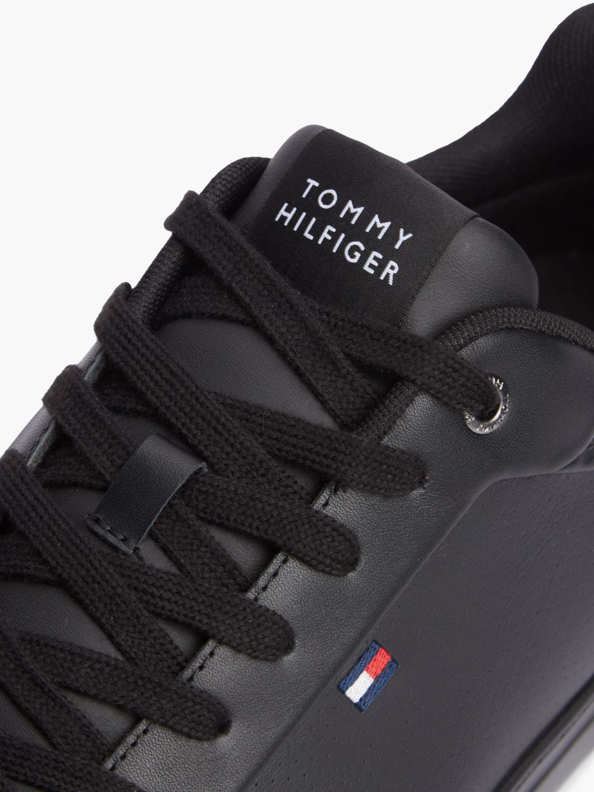 Leather Lightweight Court Trainers — Black