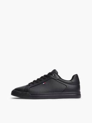 baskets légères en cuir noir pour hommes tommy hilfiger