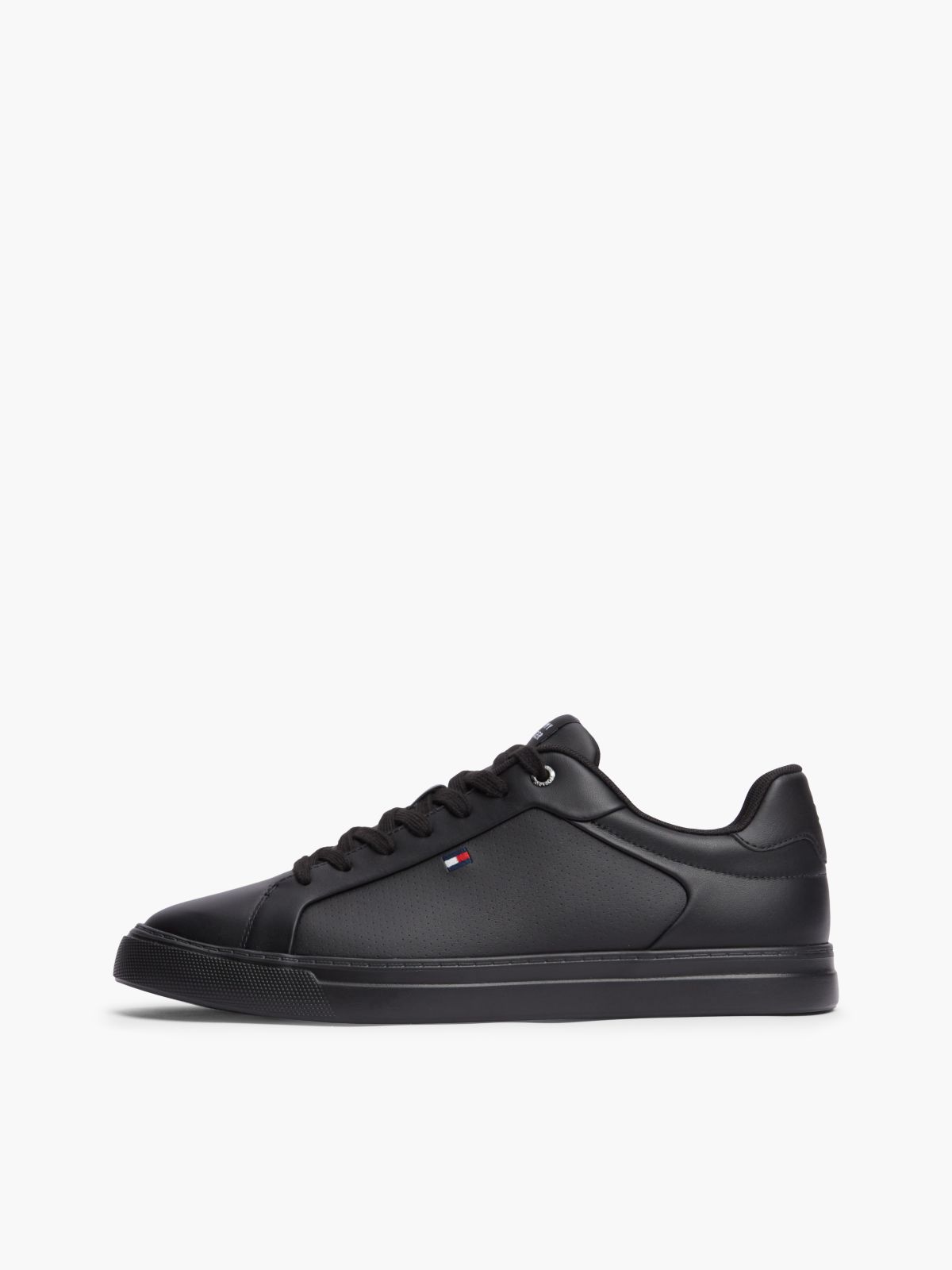 Leather Lightweight Court Trainers — Black