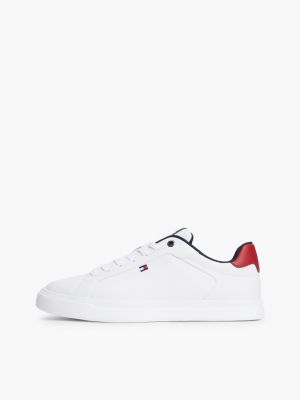 blauw leren lichtgewicht court sneaker voor heren - tommy hilfiger