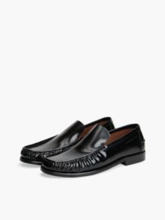 New York Label Leather Loafers — Black 2