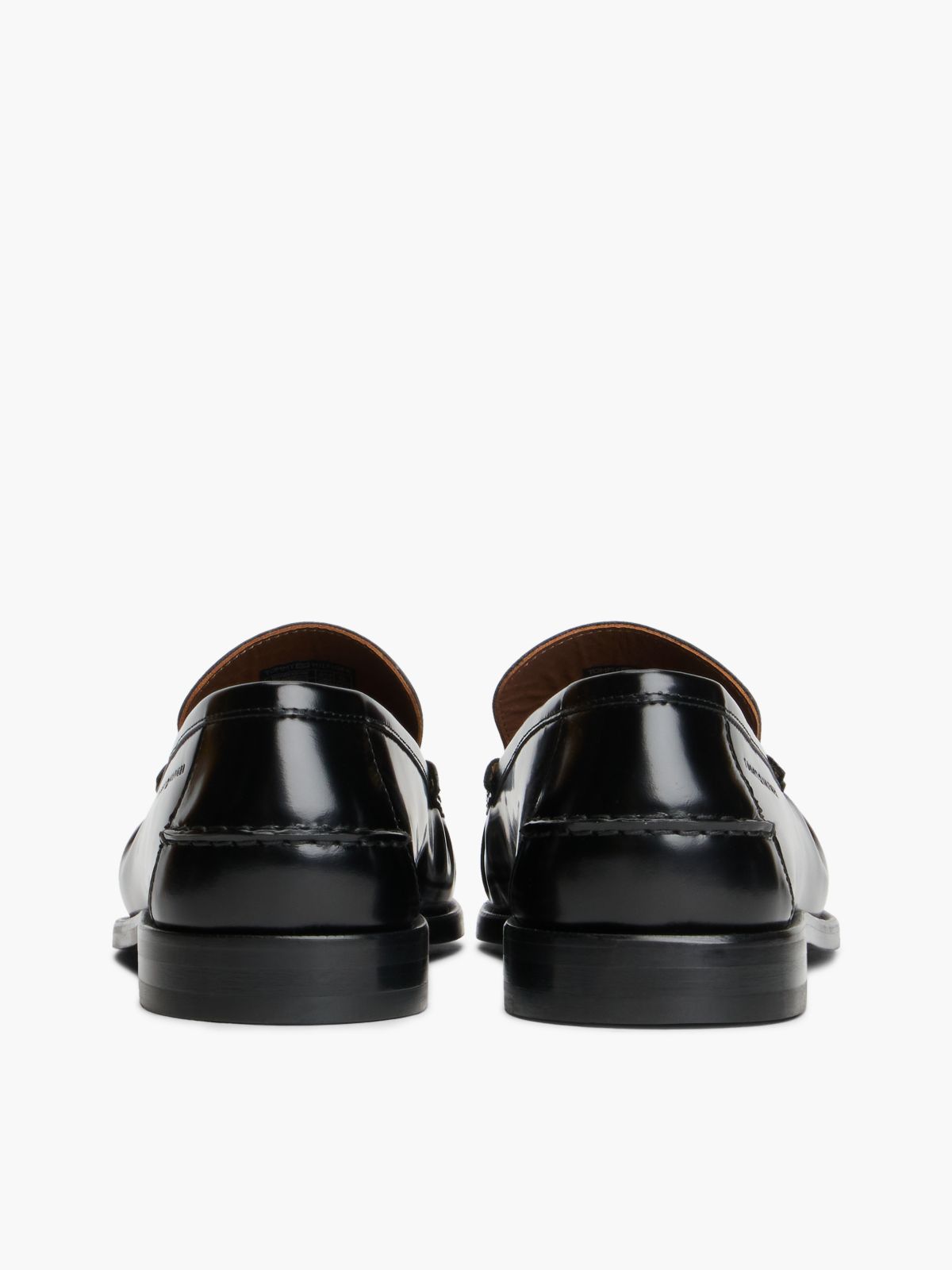 New York Label Leather Loafers — Black