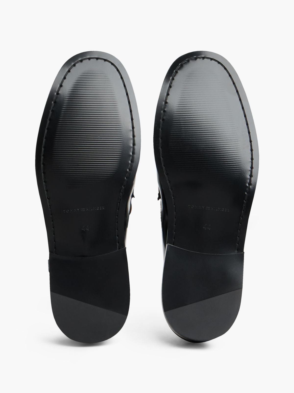 New York Label Leather Loafers — Black