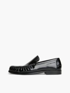 New York Label Leather Loafers — Black 7