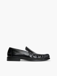 New York Label Leather Loafers — Black 1