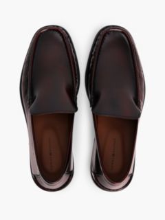 New York Label Leather Loafers — Red 3