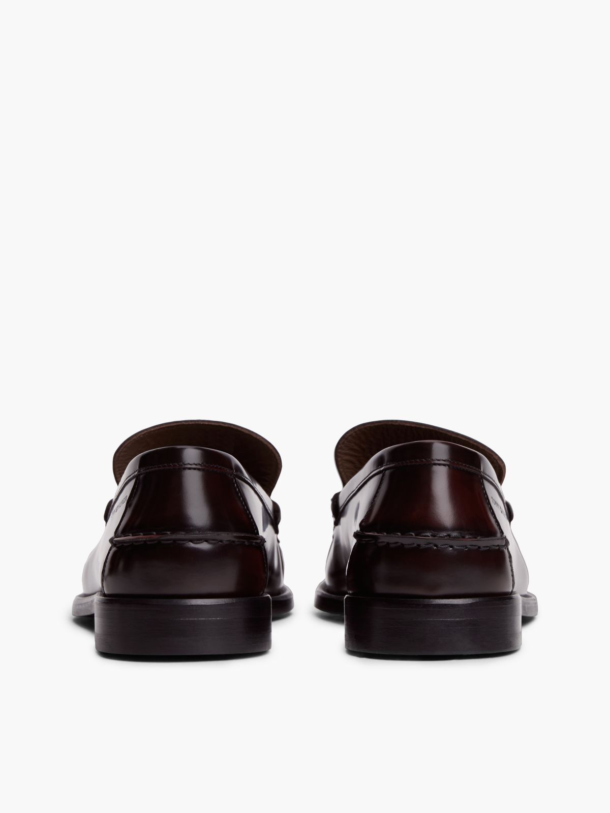 New York Label Leather Loafers — Red