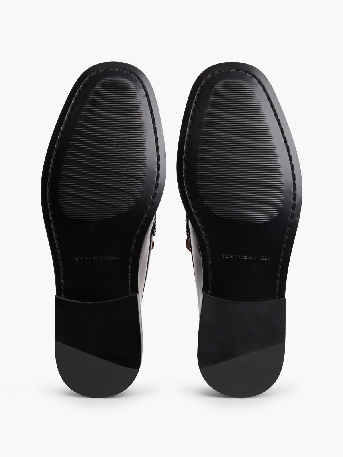 New York Label Leather Loafers — Red