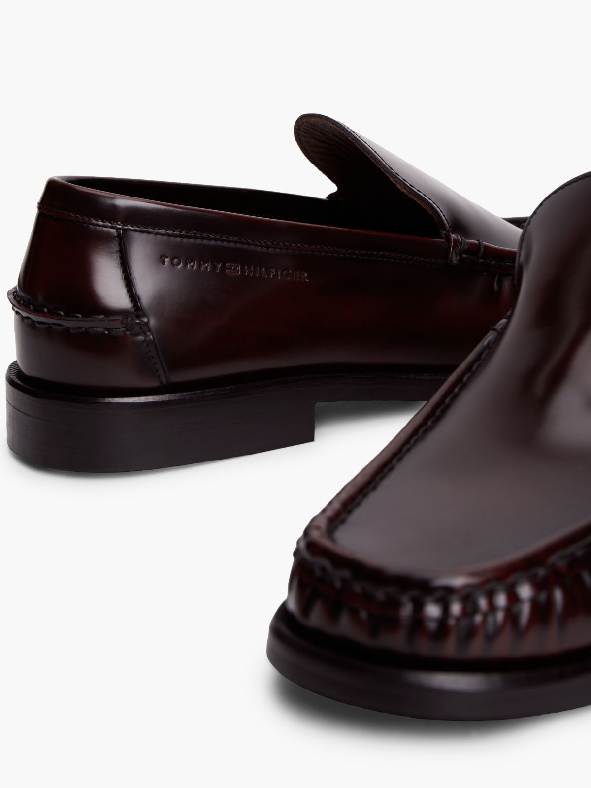 New York Label Leather Loafers — Red