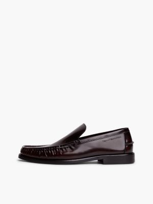 czerwony skórzane mokasyny new york label dla mężczyźni - tommy hilfiger