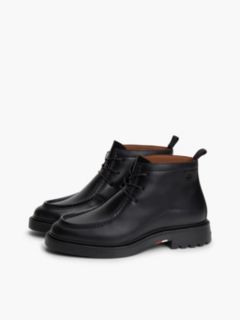Leather Moc Toe Lace-Up Chukka Boots — Black 2