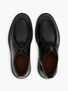 Leather Moc Toe Lace-Up Chukka Boots — Black 3