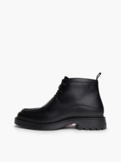 Leather Moc Toe Lace-Up Chukka Boots — Black 7