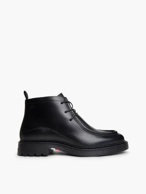 bottes chukka en cuir à lacets et bout mocassin black pour hommes tommy hilfiger