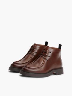 Leather Moc Toe Lace-Up Chukka Boots — Brown 2