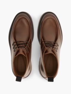 Leather Moc Toe Lace-Up Chukka Boots — Brown 3