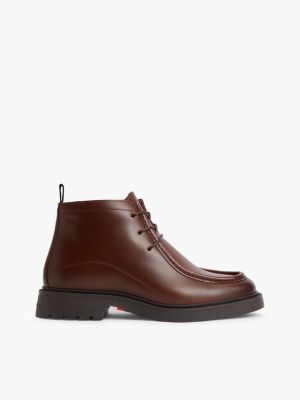bottes chukka en cuir à lacets et bout mocassin brown pour hommes tommy hilfiger